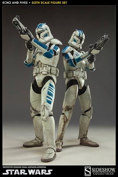 Sideshow Collectibles Star Wars CLONE TROOPERS ECHO AND FIVES 1/6 SCALE 12"