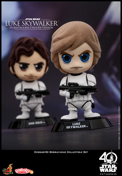 Hot toys Cosbaby Star Wars Luke & Han Stormtrooper Disguise Bobble-Head Figures