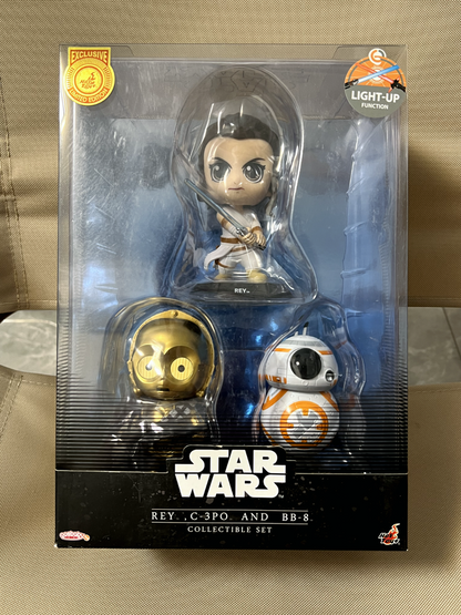 Hot Toys Cosbaby Star Wars Rey C-3PO BB-8 Exclusive Limited Editon Light-Up Set